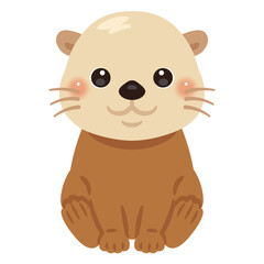 お座りしたラッコのイラスト