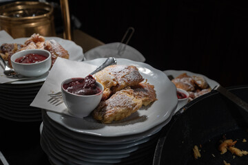 Traditional Viennese Breakfast: Freshly Cooked Kaiserschmarrn with Sweet Plum Compote