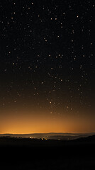 A serene view of a starlit night sky over a dark landscape, a beautiful combination of nature's celestial wonders.