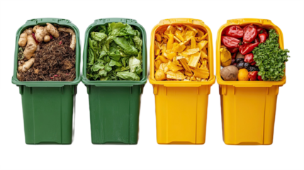 Composting bins bursting with discarded produce a vivid illustration of food waste with studio