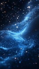 Swirling galaxy of shimmering lights and cosmic dust against a dark background, evoking a sense of depth and boundless wonder.