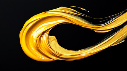 A vibrant, lustrous golden paint or makeup stroke