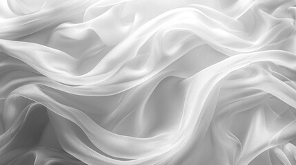 Flowing Translucent White Fabric Waves on transparent background with Fabric mockup
 