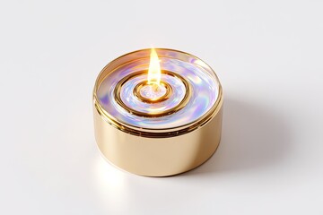 Elegant gold candle holder with a vibrant flame, creating a warm and inviting ambiance