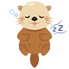 仰向けで眠るラッコのイラスト