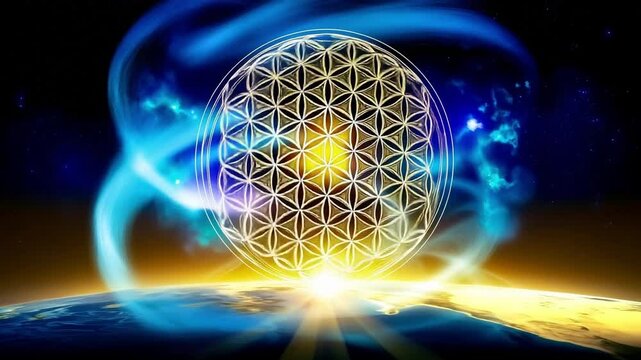 A flower of life in the middle of the earth
