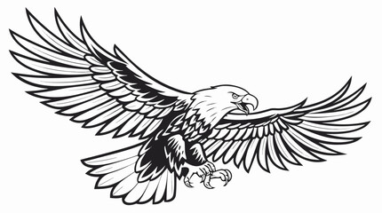 Obraz premium Bald Eagle Line Art – Spread Wings Vector Illustration
