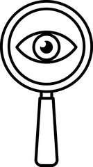 Magnifying glass and eye icon in linear style.
