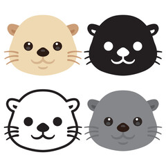 ラッコの顔アイコンセット