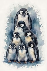 Baby penguins huddled together