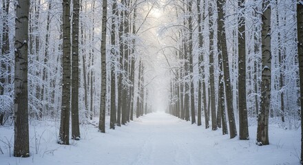 Snowy Path Through Winter Forest