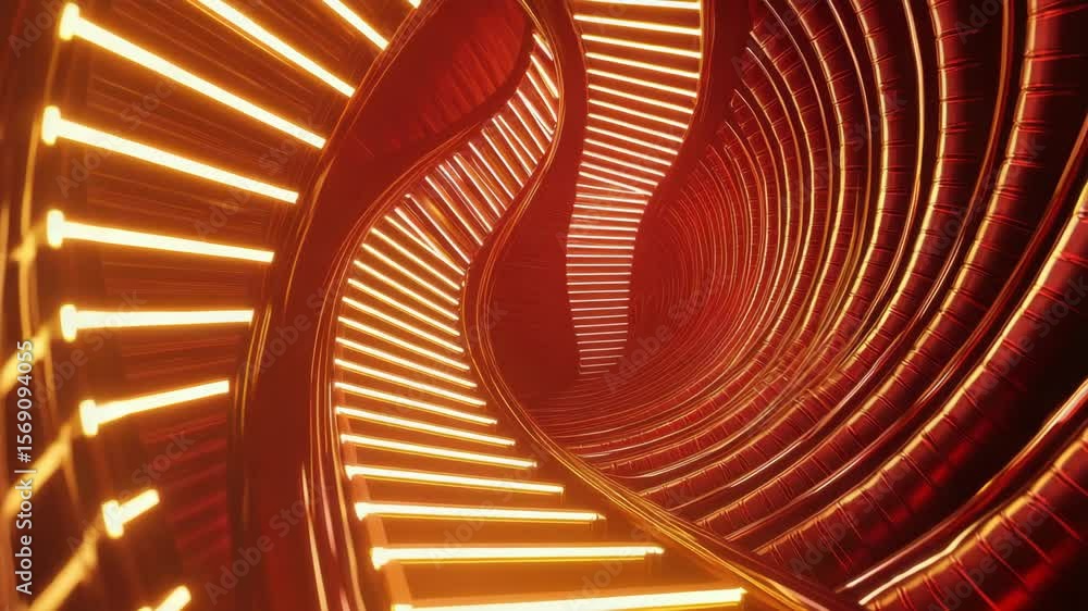 Poster abstract spiral design with glowing lines in warm tones.