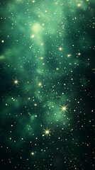 A captivating night sky filled with sparkling stars against a deep green backdrop. The stars twinkle and shine with an otherworldly glow.