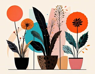 patrones de plantas estilizadas. Un diseño abstracto contemporáneo