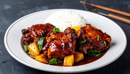 Hawaiian Shoyu Chicken – Soy sauce and brown sugar glazed chicken thighs, a popular easy one-pot meal 