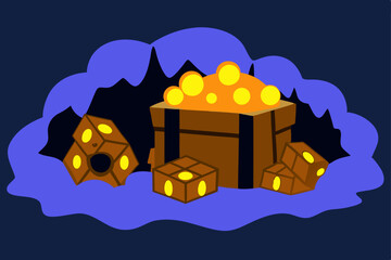 Obraz premium Christmas gift box with snowflakes in a cozy cartoon village landscape under a winter night sky