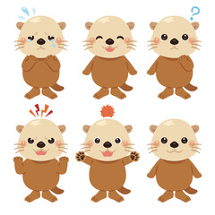 ラッコのキャラクターイラスト　表情セット