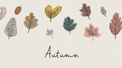 hello autumn text with falling leaves