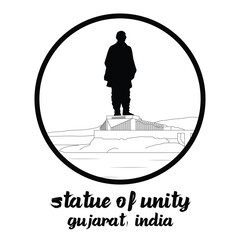 Circle Icon Statue of unity. Vector illustration