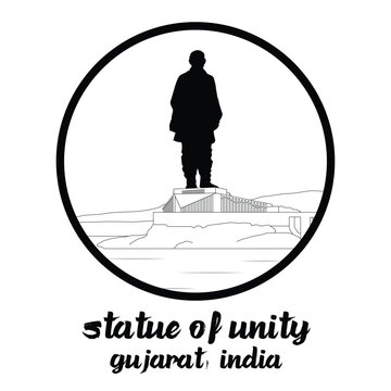 Circle Icon Statue of unity. Vector illustration