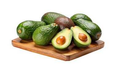 A pile of fresh avocados on a wooden board ready to eat