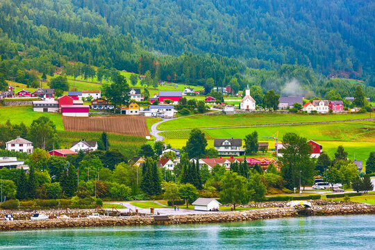 Norway, Loen village landscape
