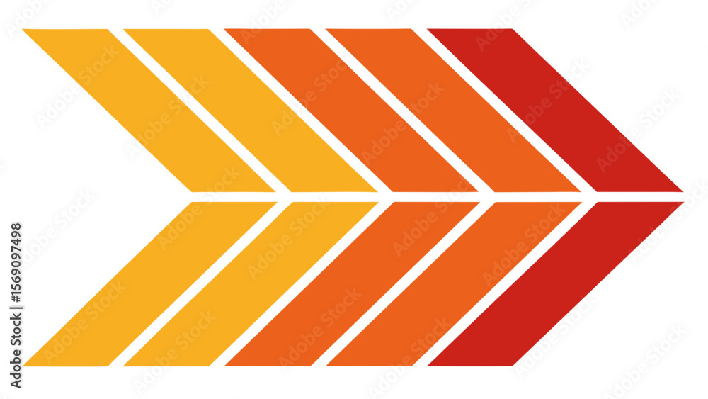 Poster abstract graphic design featuring a chevron pattern composed of parallel stripes in a warm gradient 