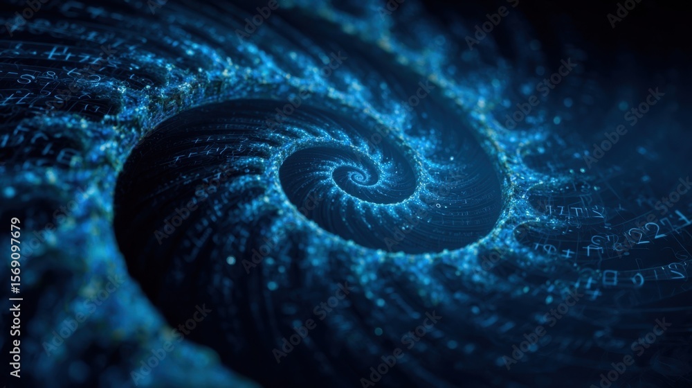 Poster experience the fluidity of mathematics in a stunning digital artwork featuring vibrant blue symbols 