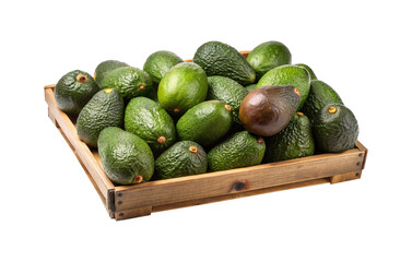 Abundance of Fresh Green Avocados Arranged Neatly in a Wooden Crate