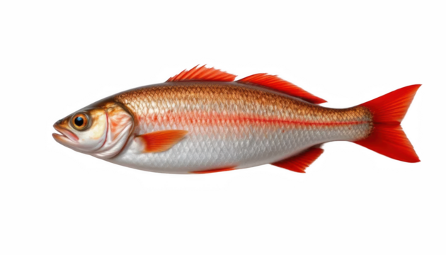 Vibrant fish with sleek body and striking orange fins, showcasing its natural beauty detailed and high resolution image. fish appears lively and colorful, making it appealing subject for aquatic