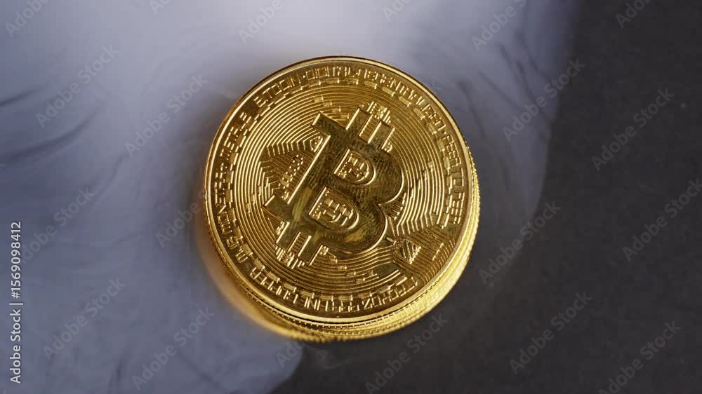 Poster a bitcoin coin with the iconic 