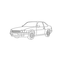 Obraz premium Classic car illustration in outlined style with simple details 