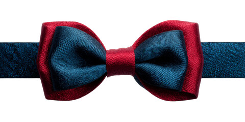 Elegant Bow Tie: A sleek blue and burgundy bow tie, a symbol of sophistication, stands out against a clean, embodying refinement.