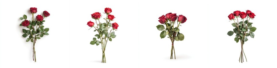 Obraz premium A bouquet of red roses, isolate on white background. Collection.