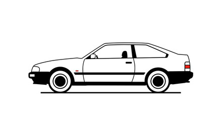 Fototapeta premium Classic car side view in minimalist style on white background 