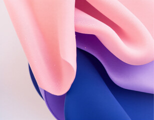 Close-up of a colorful abstract sculpture featuring smooth, flowing shapes in pastel pink, purple, and blue tones with a glossy finish and subtle shadows highlighting the contours