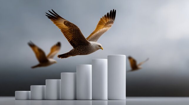 Minimalist Concept of Rising Bar Charts Morphing Into Dynamic Growth