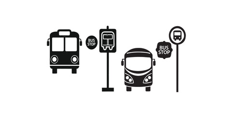 Print   Bus symbol bus stop sign symbol vector icon