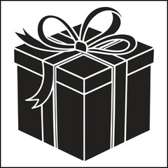 A black gift box with a ribbon tied around it