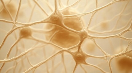 Intricate Illustration of Neurons and Neural Connections in Beige Tones