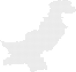 Obraz premium Pakistan – square dot grid vector map (Web Mercator projection, PPT-compatible & fully editable)