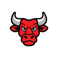Fierce Cartoon Bull Head Mascot Logo