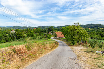 Country road in the hilly region of Serbia
