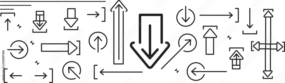 Poster arrow vector icon set in thin line style.