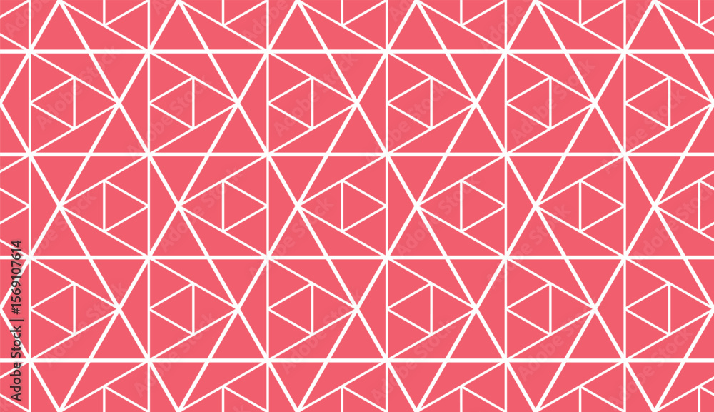 Poster The geometric pattern with lines. Seamless vector background. White and pink texture. Graphic modern pattern. Simple lattice graphic design