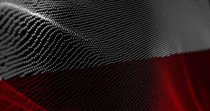 Poland flag waving pixel. Polish blowing banner cyber attack hack and security concept animation.