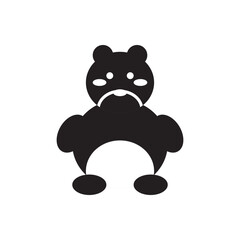 Puls teddy bear icon. cute sitting bear with round ears and plump paws.
