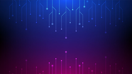Digital technology circuit background. Futuristic abstract data concept. Design for network connections motherboard  circuit board purple and blue .
