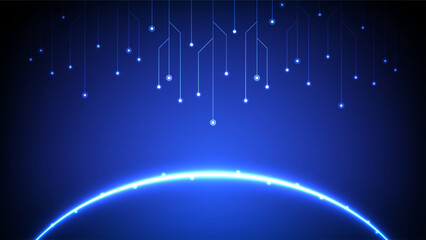Digital technology circuit background. Futuristic abstract data network concept. Design for future AI circuit board system interface ring cyber electronic.