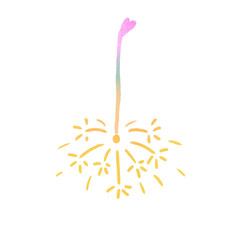 スタンプ風の線香花火のイラスト